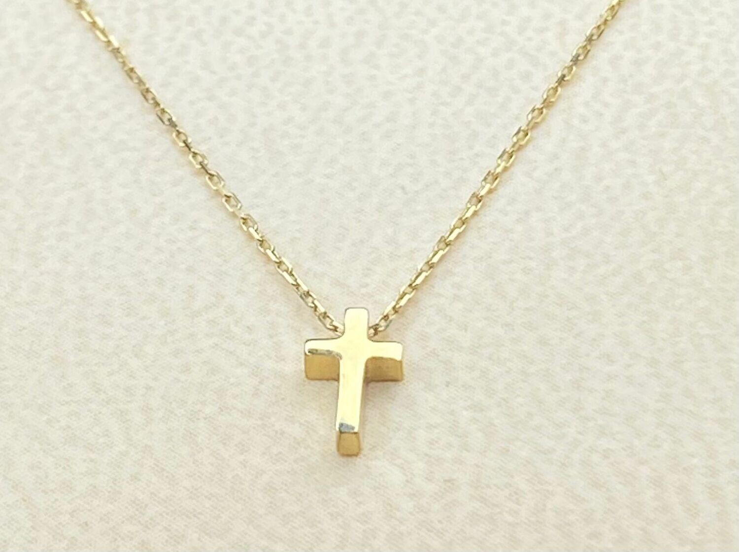 Goldkette Kreuz mini Kreuzkette Gold 585 Kette ohne Stein Gold Kette verstellbar