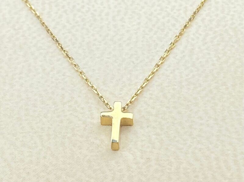 Goldkette Kreuz mini Kreuzkette Gold 585 Kette ohne Stein Gold Kette verstellbar