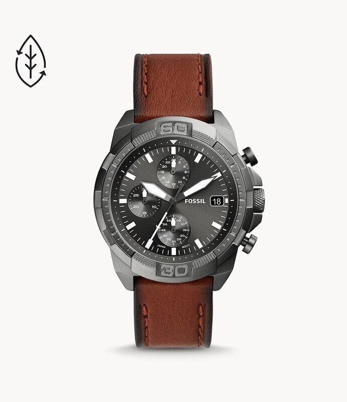 Fossil FS5855 Herren Uhr Chronograph Bronson Eco-Leder braun