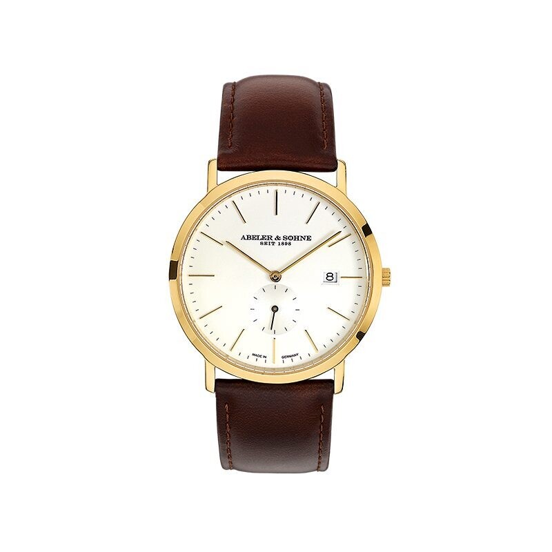 Abeler & Söhne Herrenuhr Goldgehäuse Lederband Saphirglas Schweizer Uhrwerk Braun Saphirglas AS1187 Abeler & Söhne Herrenuhr Goldgehäuse Lederband Saphirglas Schweizer Uhrwerk Braun Saphirglas AS1187