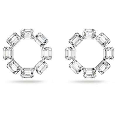 Swarovski 5618629 Creolen Millenia Kristalle mit Oktagon-Schliff, Weiss, Rhodiniert