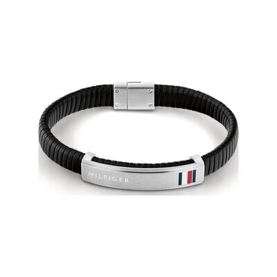 Tommy Hilfiger 2790349 Herren Armband Edelstahl Leders schwarz