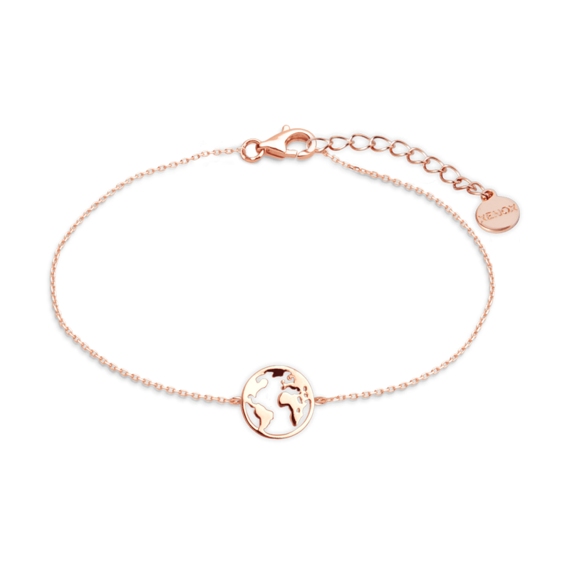 Armkette Geschenkidee Reise Xenox Armband Wanderlust Weltkugel rosé Armkette Geschenkidee Reise Xenox Armband Wanderlust Weltkugel rosé