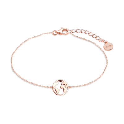 Armkette Geschenkidee Reise Xenox Armband Wanderlust Weltkugel rosé