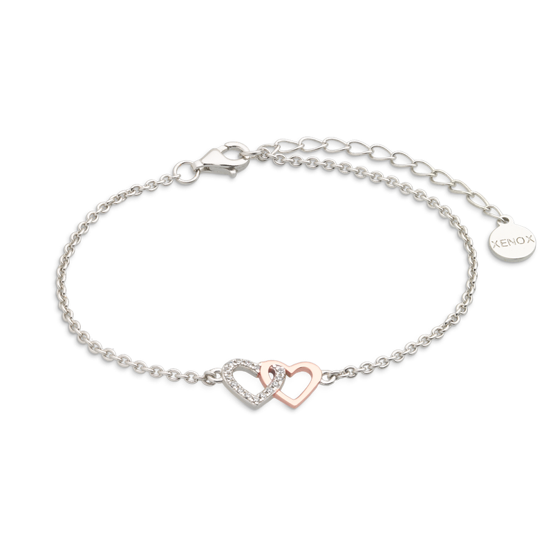 Armkette Doppelherz Silber Xenox Armband LOVE STORY Doppelherz silber rosé Armkette Doppelherz Silber Xenox Armband LOVE STORY Doppelherz silber rosé