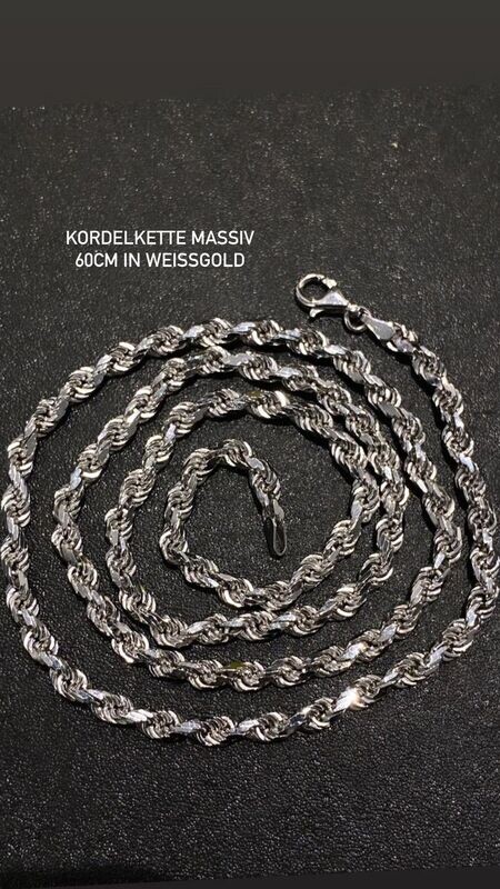 Timeless Kordelkette 60 cm 585 Weissgold 4,3mm
