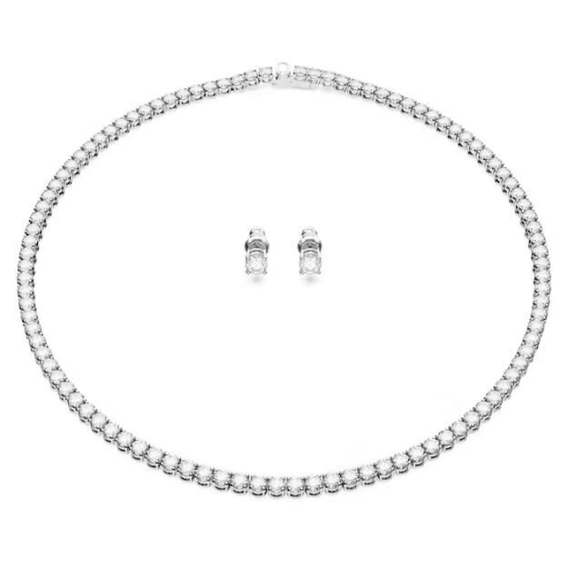Swarovski Matrix Tennis Set Rundschliff, Weiß, Rhodiniert Swarovski Matrix Tennis Set Rundschliff, Weiß, Rhodiniert