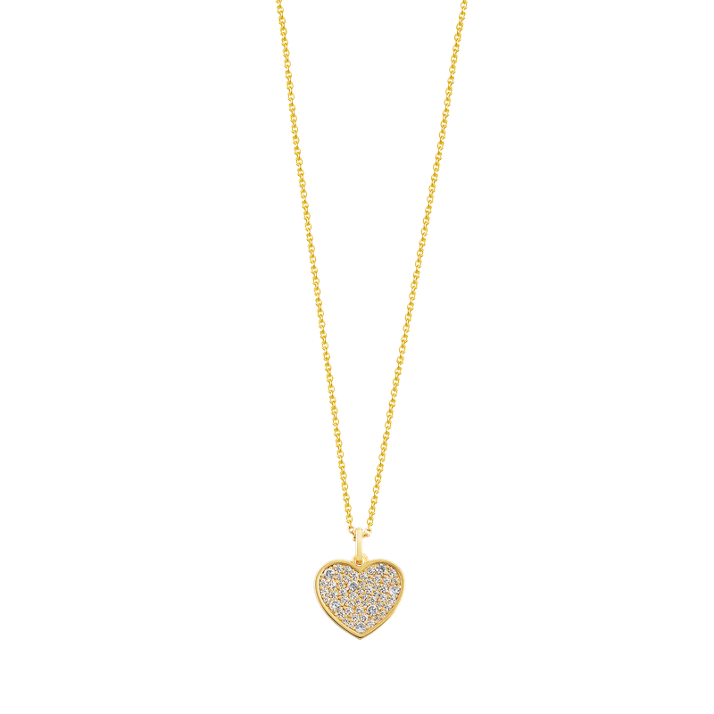 Kette mit Anhänger Herz Echtsilber vergoldet Xenox Halskette LOVE STORY Herz mit Zirkonia goldfarben