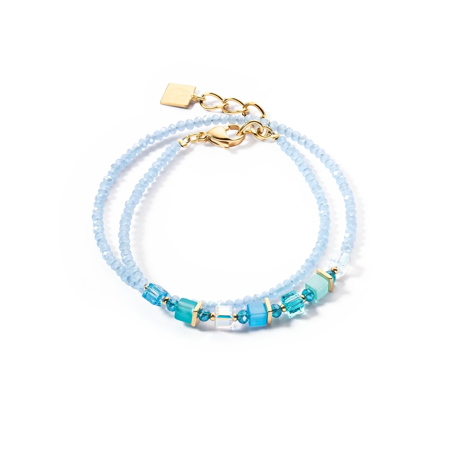 Coeur De Lion Doppelarmband -Joyful Colours Wrap Armband gold türkis 4564300600 Coeur De Lion Doppelarmband -Joyful Colours Wrap Armband gold türkis 4564300600