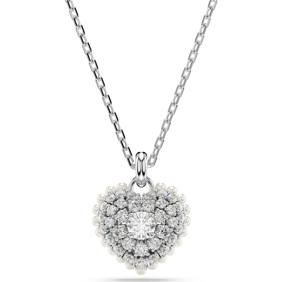 Swarovski Herzkette Hyperbola Anhänger, Herz, Weiß, Rhodiniert  5684386