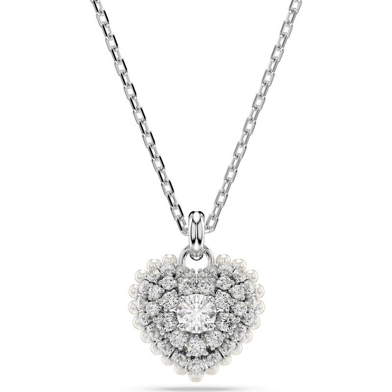 Swarovski Herzkette Hyperbola Anhänger, Herz, Weiß, Rhodiniert  5684386