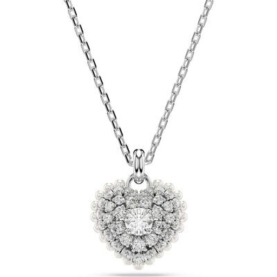 Swarovski Herzkette Hyperbola Anhänger, Herz, Weiß, Rhodiniert  5684386