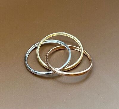 Dreifachring Gelb Weiss Rose Gold in 585 14 Karat Ringweite 58