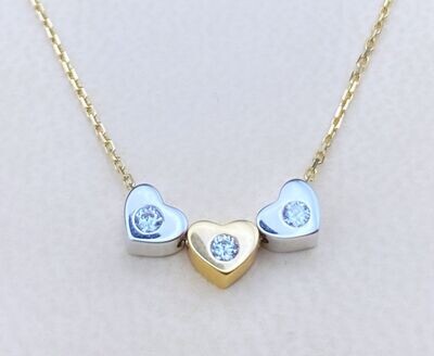 Goldkette 3 Herze in Weißgold / Gelbgold mit Zirkonia gefasst inkl. Kette 42cm 585 Gold TON5602A16750 Goldkette 3 Herze in Weißgold / Gelbgold mit Zirkonia gefasst inkl. Kette 42cm 585 Gold TON5602A16750