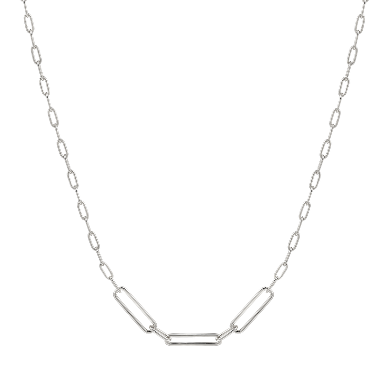 Moderne Halskette 925 Silber  Xenox DUO LINK Halskette Silberfarben