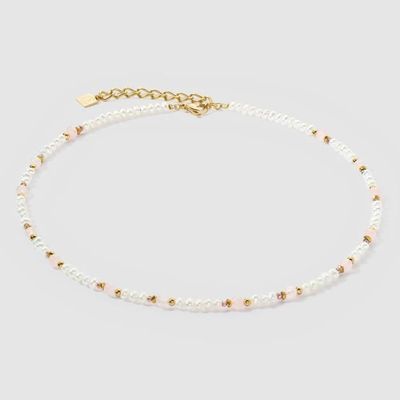 Coeur De Lion Halskette Romantic Süßwasserperlen & Rosenquarz gold