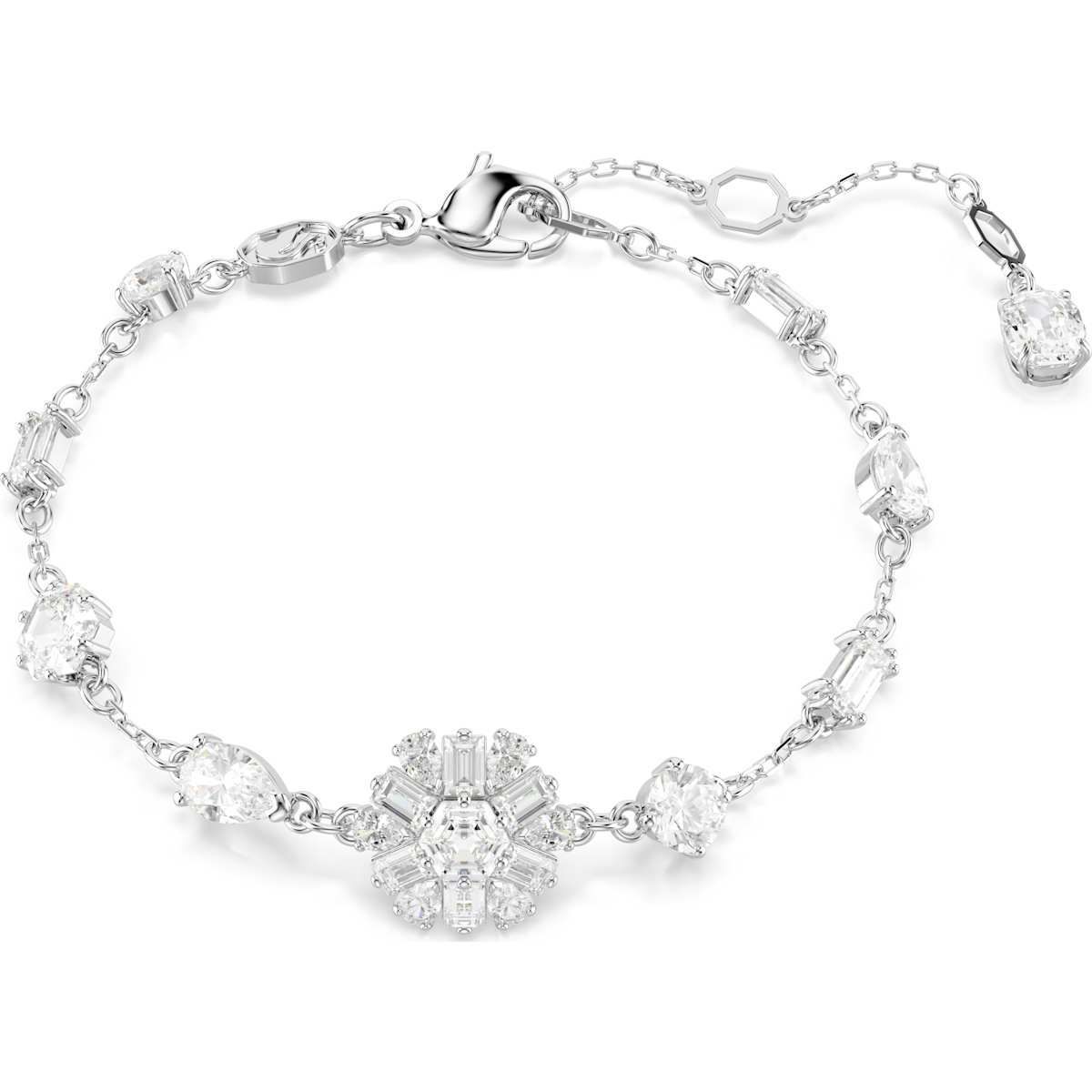 Swarovski Idyllia Armband Verschiedene Schliffe, Schneeflocke, Weiß, Rhodiniert Swarovski Idyllia Armband Verschiedene Schliffe, Schneeflocke, Weiß, Rhodiniert