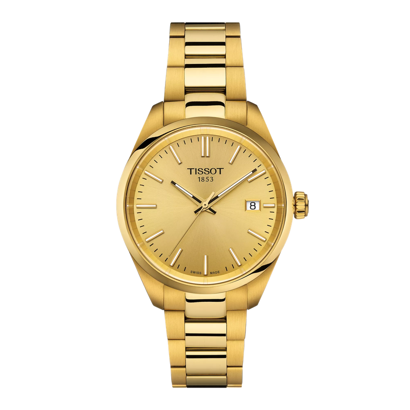 Tissot PR100 T1502103302100 34mm goldene Damenuhr Goldfarben Stahlband Tissot PR100 T1502103302100 34mm goldene Damenuhr Goldfarben Stahlband
