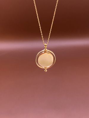 Goldkette Gravierbar Gravurplatte drehbar Rund Anhänger mit Kette Echtgold 585 / 14 Karat 42 - 45cm TON5605A20765