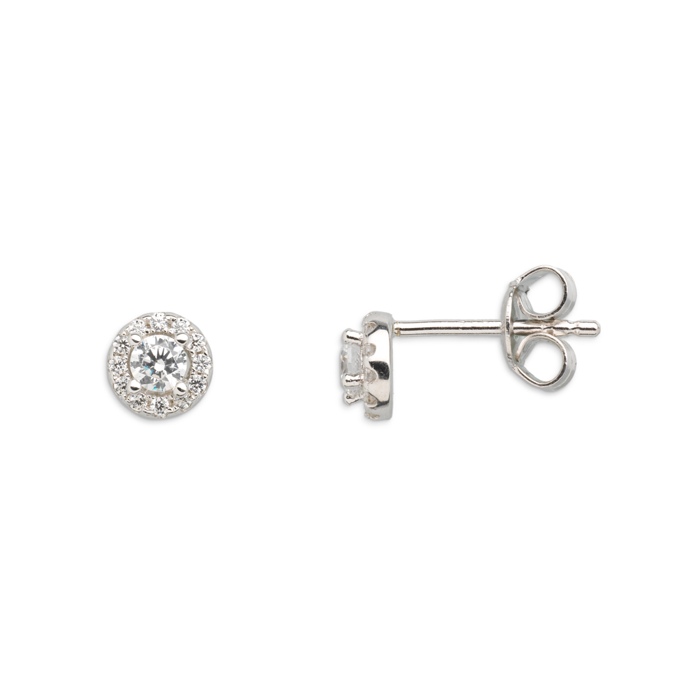 Damenschmuck Echtsilber  Xenox CIRCLE HALO Ohrstecker Karmisierung Zirkonia Silber