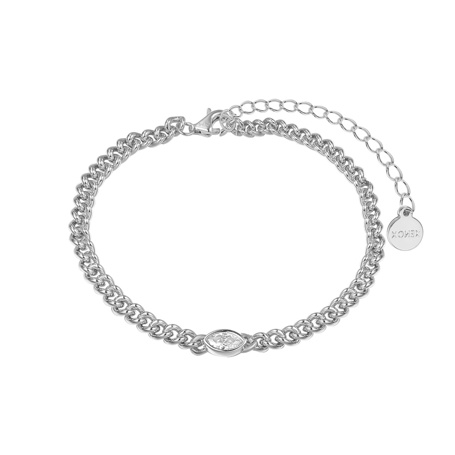 Armkette Echtsilber evrstellbar mit Marquise Steinform Xenox CURB Armband Milano Zirkonia Silber Armkette Echtsilber evrstellbar mit Marquise Steinform Xenox CURB Armband Milano Zirkonia Silber
