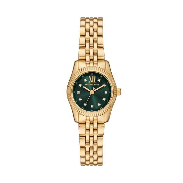 Michael Kors Armbanduhr Petite Lexington im Goldton mit Pavé Grün