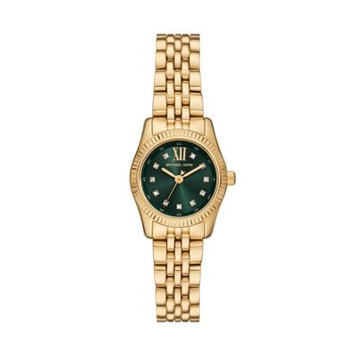 Michael Kors Armbanduhr Petite Lexington im Goldton mit Pavé Grün