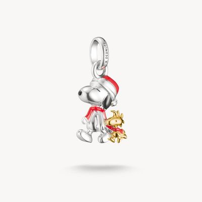 Thomas Sabo Charm-Anhänger Snoopy mit Woodstock Santa Edition PEANUTS Connect 18k Vergoldung