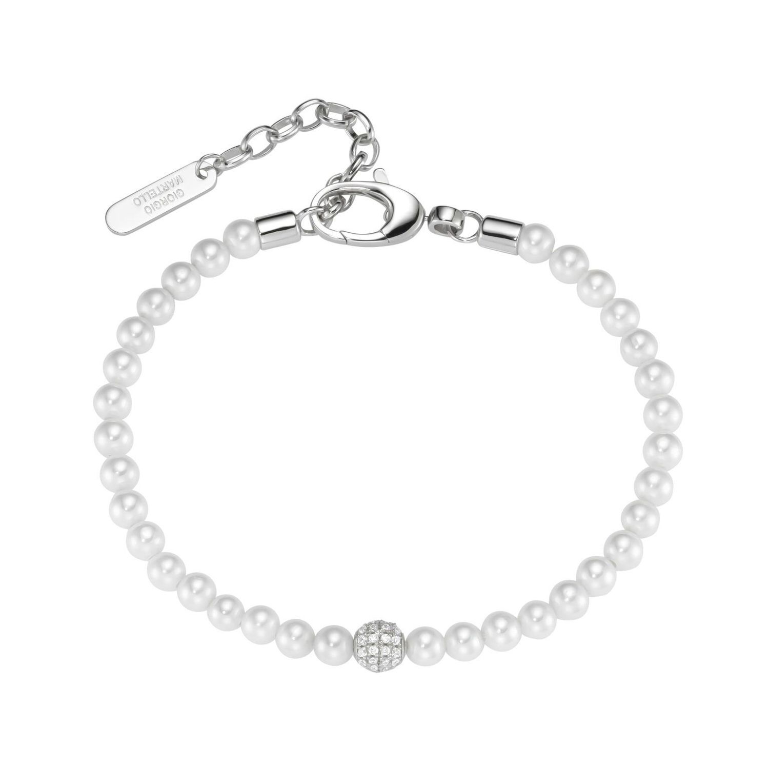 Giorgio Martello Milano Armband 206329200 Armband 20 cm Zirkonia Muschelkern Perlen 925/- Sterling Silber