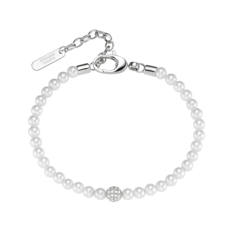 Giorgio Martello Milano Armband 206329200 Armband 20 cm Zirkonia Muschelkern Perlen 925/- Sterling Silber