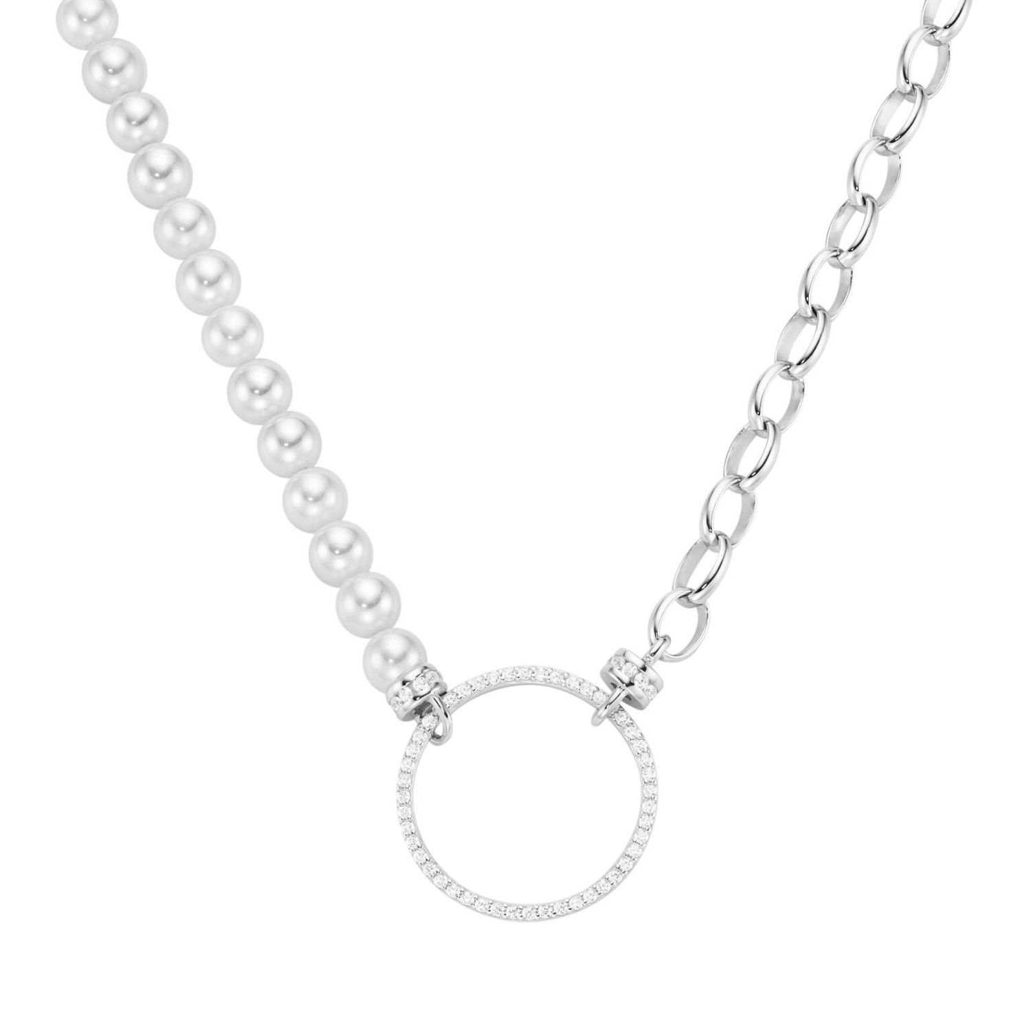 Giorgio Martello Milano 914449450 Collier 45 cm Muschelkern Perlen Zirkonia weiß 925/- Sterling Silber