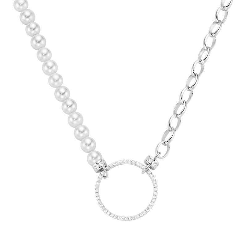 Giorgio Martello Milano 914449450 Collier 45 cm Muschelkern Perlen Zirkonia weiß 925/- Sterling Silber
