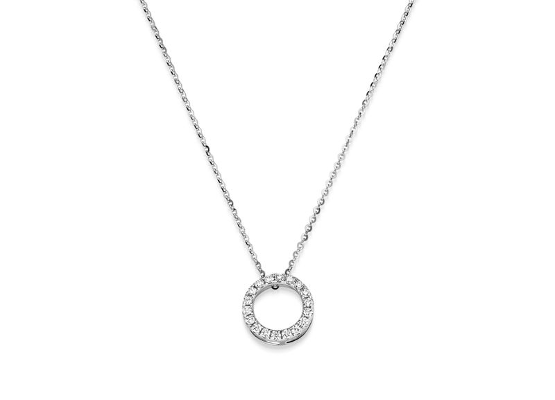 Halskette Rund mit Steinen Brillant Collier Ring WG 0.20 ct. TW-SI