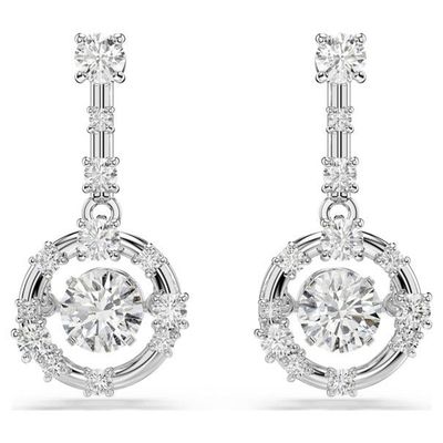 Swarovski Constella Drop-Ohrhänger Rundschliff, Dancing Stone, Weiß, Rhodiniert Swarovski Constella Drop-Ohrhänger Rundschliff, Dancing Stone, Weiß, Rhodiniert