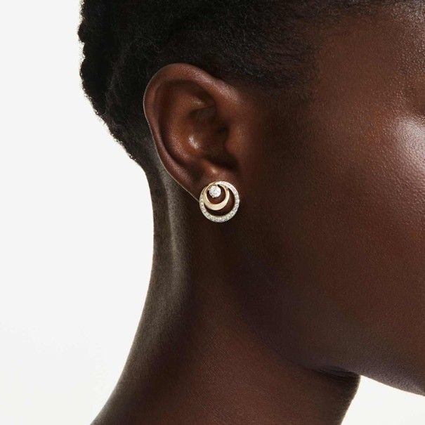 Swarovski Hyperbola Ohrstecker Rundschliff, Weiß, Goldlegierungsschicht