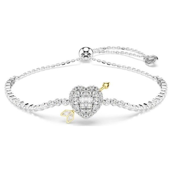 Swarovski Idyllia Armband Verschiedene Schliffe, Herz mit Pfeil, Weiß, Rhodiniert
