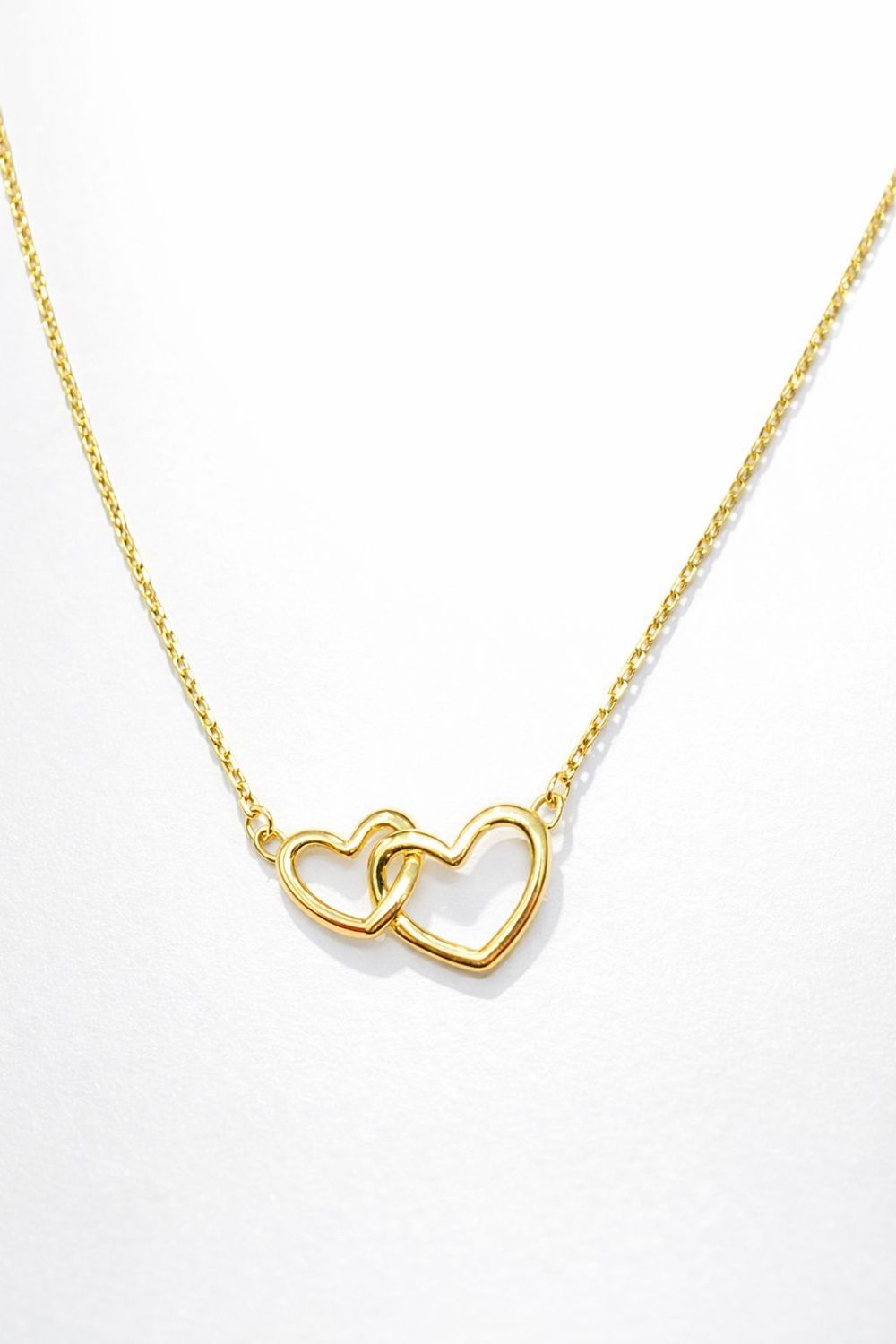 Goldkette Doppelherz  Anhänger Herz ineinander verschlungen 42 cm verstellbar Gold 585 Anhänger mit Kette