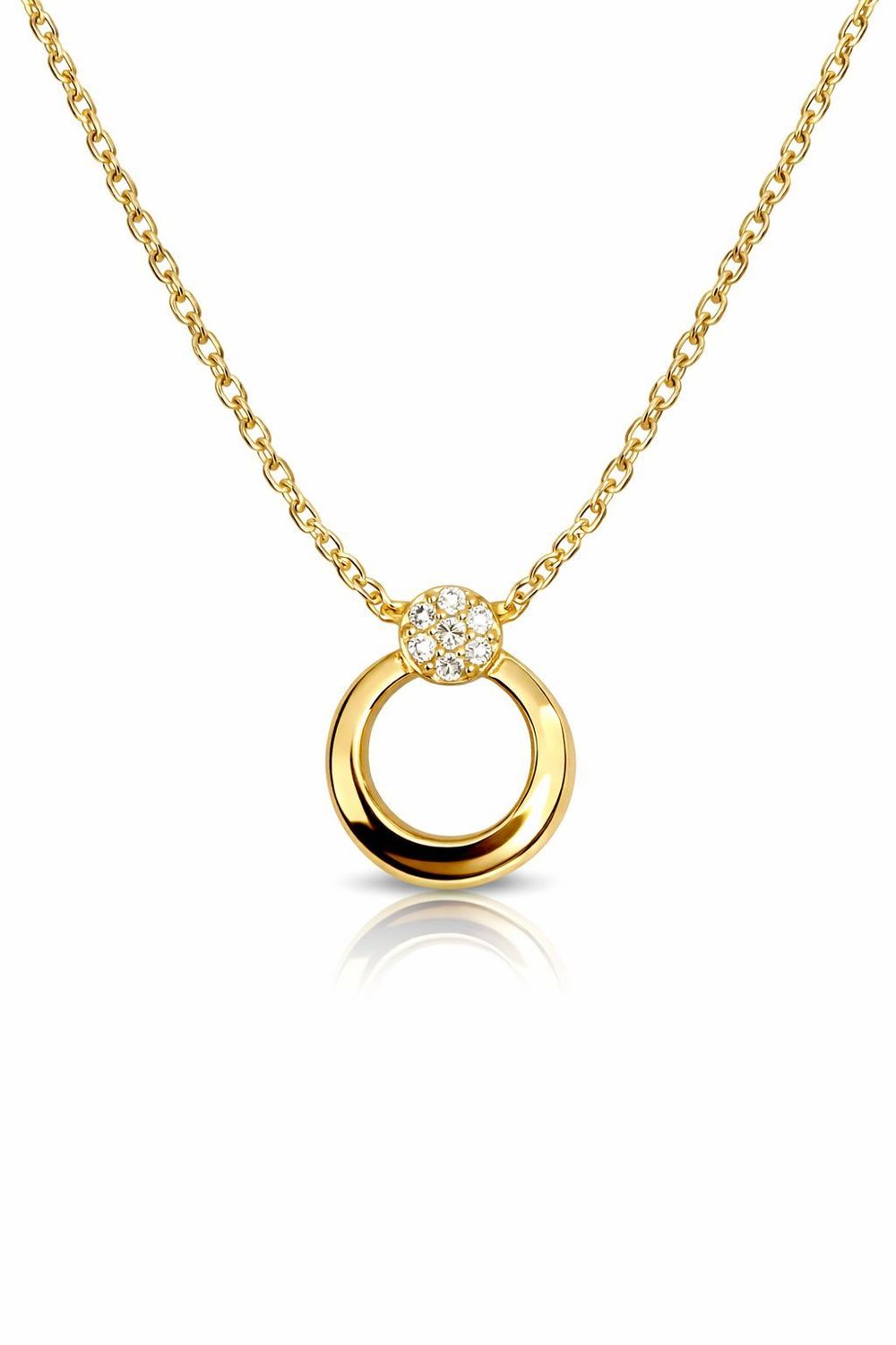 Timeless Goldkette mit Anhänger 42 cm Gold 585 Pave Steinbesatz mit Zirkonia Steinen