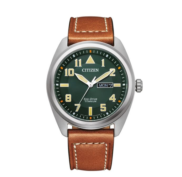 Citizen BM8560-11XC Solaruhr Herren Leder grün ⌀ 42mm