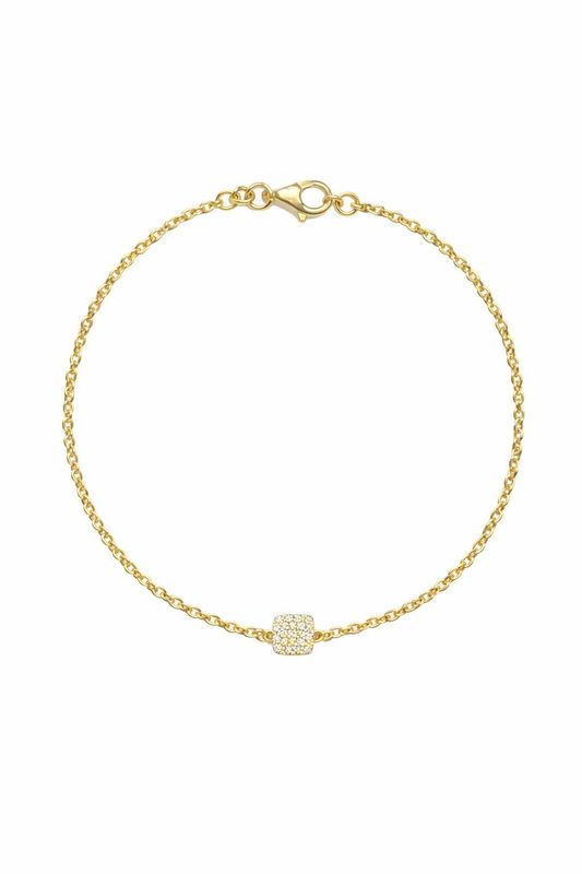 Schlichte Armkette in Gold mit eine Pave Anhänger Zirkonia Steinen 19cm verstellbar