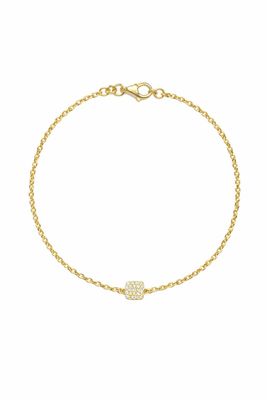 Schlichte Armkette in Gold mit eine Pave Anhänger Zirkonia Steinen 19cm verstellbar Schlichte Armkette in Gold mit eine Pave Anhänger Zirkonia Steinen 19cm verstellbar