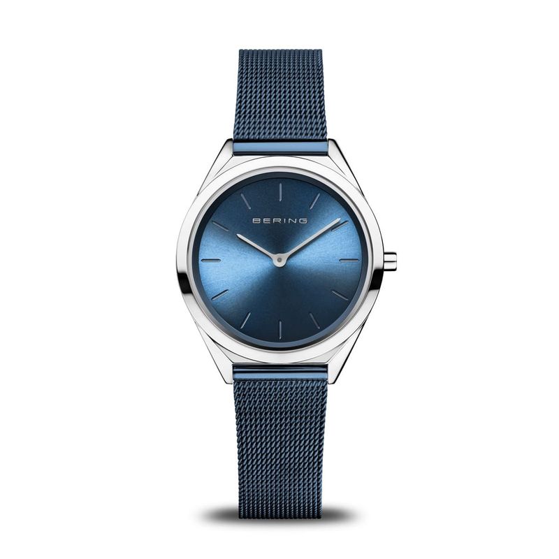 Bering Damenuhr Blau Meshband Edelstahl  Ultra Slim 17031-307