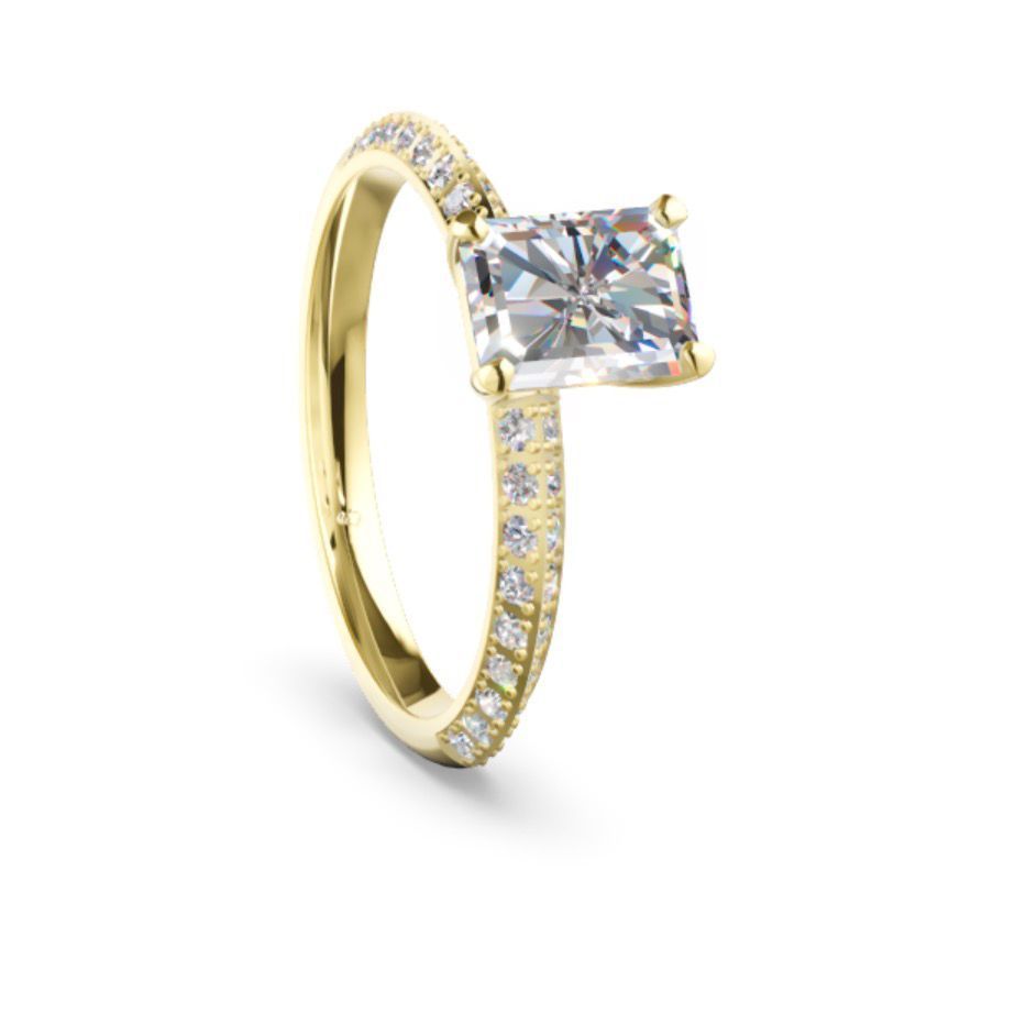 Verlobungsring / Antragsring 0,500 ct mit seitlichen Steinen Princess Gelbgold Weissgold Rosegold 585 Gold / 750 Gold