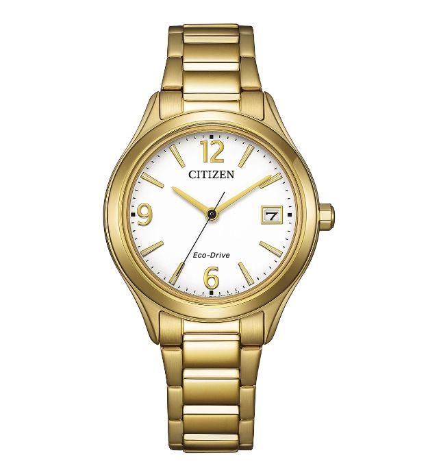 Citizen FE6122-64A Damenuhr Gold Solar Datum Edelstahl Damen Edelstahl weiß ⌀ 33.5mm Citizen FE6122-64A Damenuhr Gold Solar Datum Edelstahl Damen Edelstahl weiß ⌀ 33.5mm