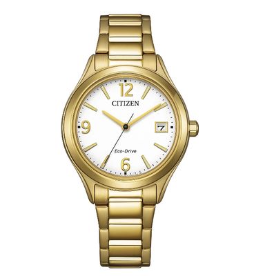 Citizen FE6122-64A  Damenuhr Gold Solar Datum  Edelstahl Damen Edelstahl weiß ⌀ 33.5mm