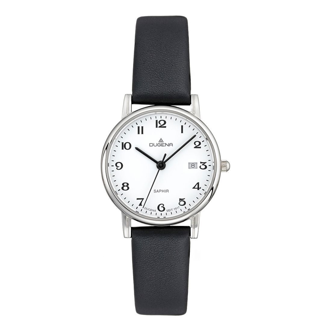Dugena Armbanduhr 4460728 Zenit Weiß Silber Lederband Schwarz