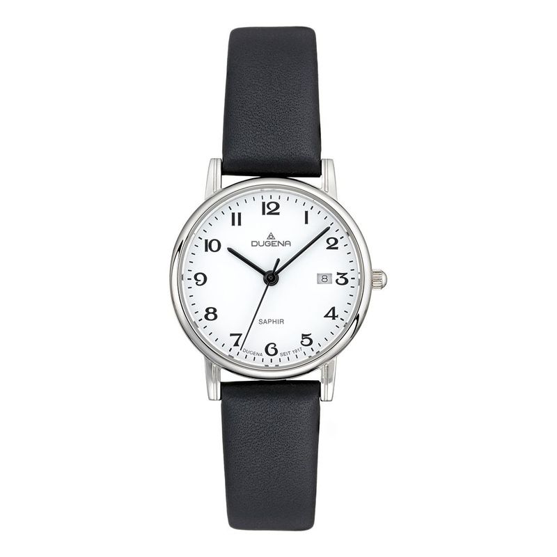 Dugena Armbanduhr 4460728 Zenit Weiß Silber Lederband Schwarz