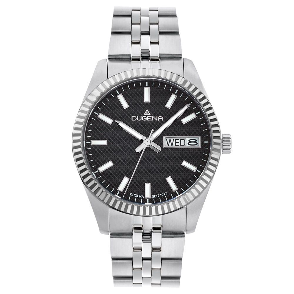 Dugena 4461068 Herrenuhr Vento Schwarz Silber Tag Datum