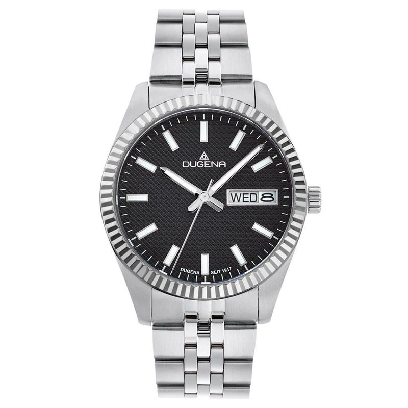Dugena 4461068 Herrenuhr Vento Schwarz Silber Tag Datum