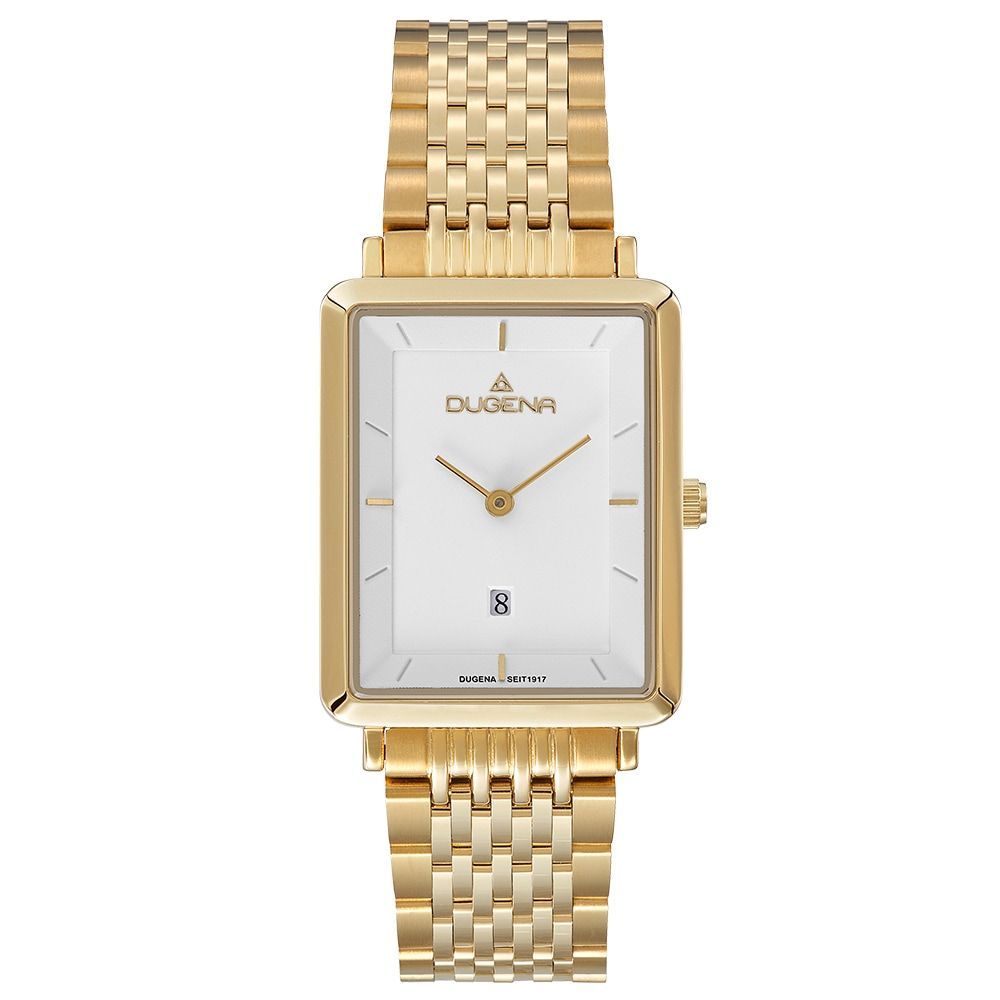 Dugena Damenuhr Sienna Weiß Gold Eckig Stahlband